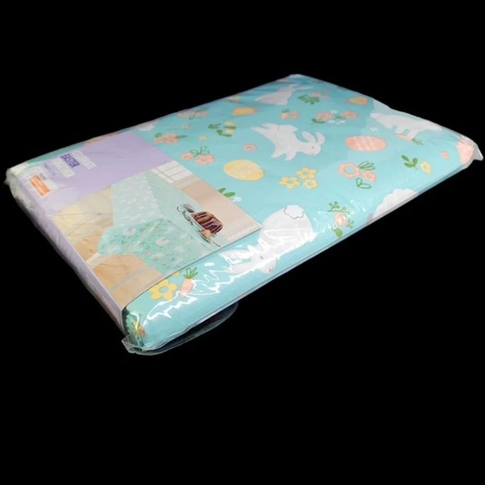 Easter Oblong Tablecloth 60 x 102 Floral Bunny Eggs Chicks‎ Vinyl Holiday New